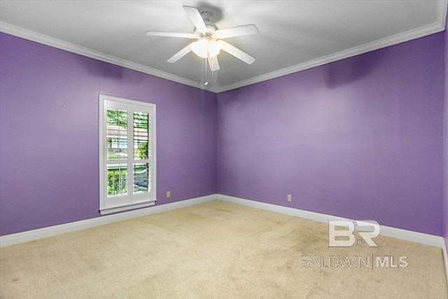 6505 Charing Wood Dr, Mobile, AL 36695 - spare room featuring carpet floors, a ceiling fan, and crown molding