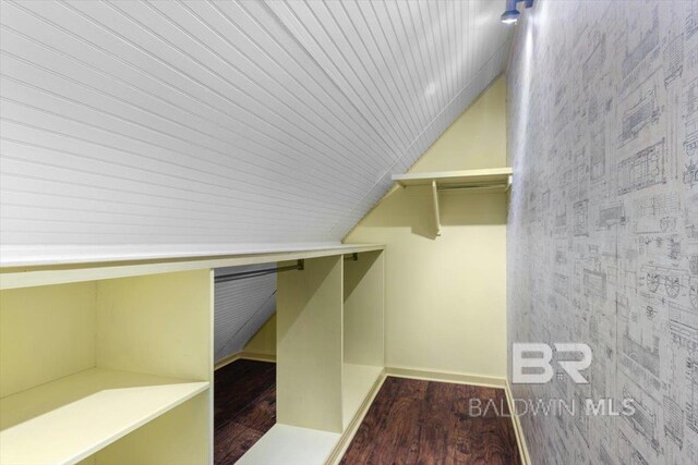 6505 Charing Wood Dr, Mobile, AL 36695 - spacious closet with lofted ceiling and wood finished floors