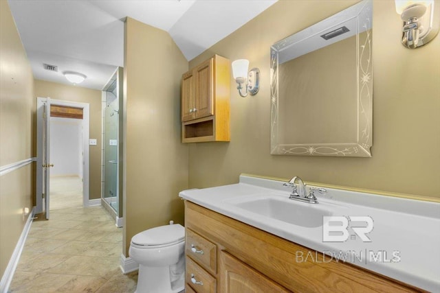 6505 Charing Wood Dr, Mobile, AL 36695 - bathroom with vanity, a shower with door, and tile patterned flooring