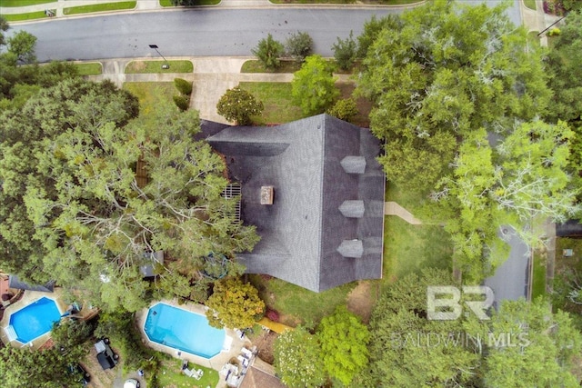6505 Charing Wood Dr, Mobile, AL 36695 - aerial view of property and surrounding area featuring a pool