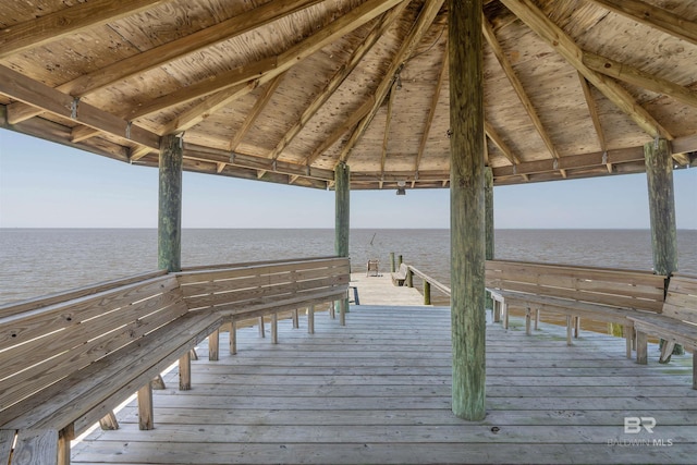 dock area featuring a water view