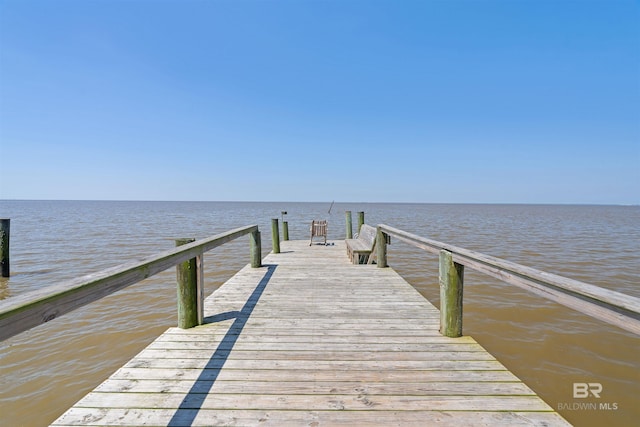 dock area featuring a water view