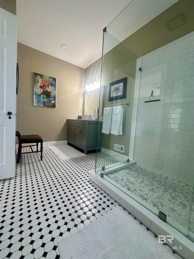 bathroom featuring vanity and tile patterned floors