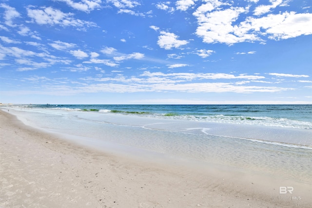 view of water feature featuring a beach view