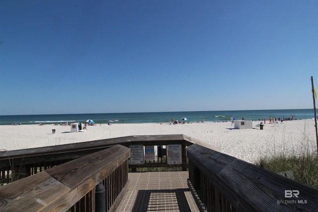 property view of water featuring a view of the beach