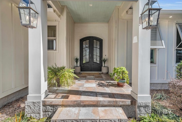 view of exterior entry with french doors