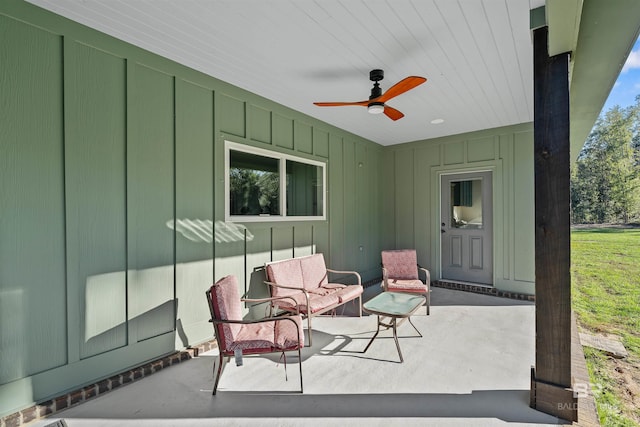 view of patio / terrace featuring ceiling fan