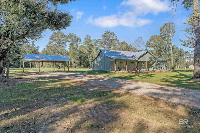 exterior space featuring a lawn