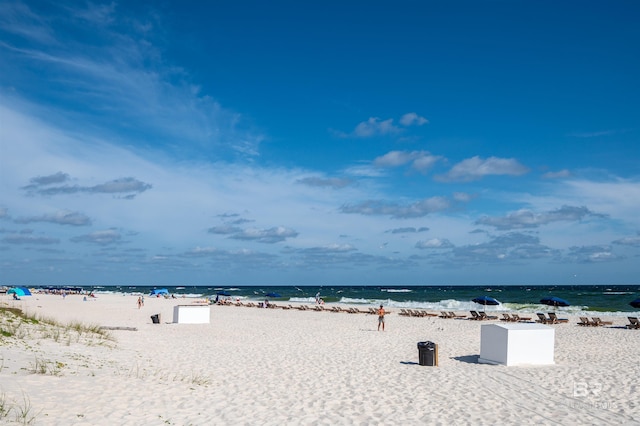 property view of water featuring a view of the beach