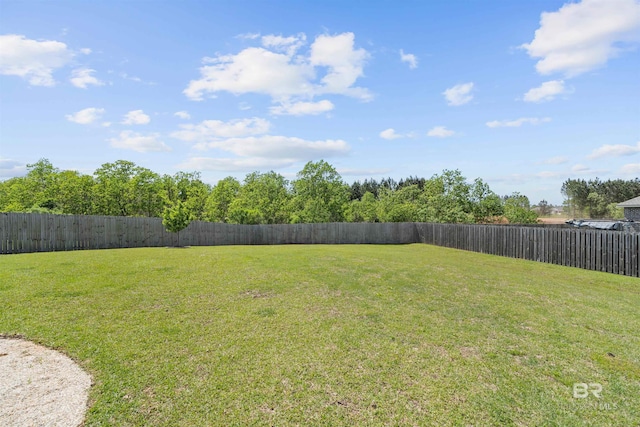 view of yard featuring a fenced backyard