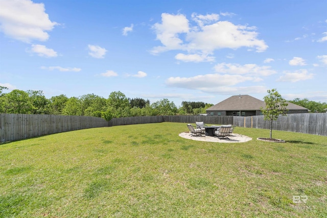 view of yard with a patio area and a fenced backyard