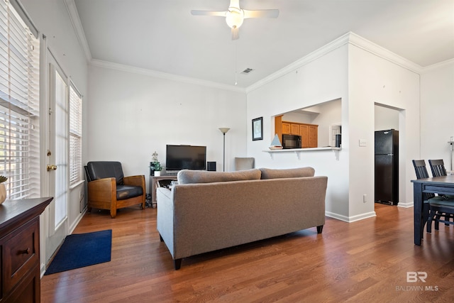 4 Yacht Club Dr Unit 174, Daphne, AL 36526 - living room featuring wood finished floors, ceiling fan, baseboards, and ornamental molding