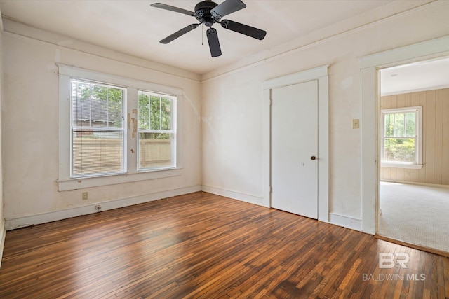 121 Westwood St, Mobile, AL 36606 - spare room with wood-type flooring, plenty of natural light, and ceiling fan