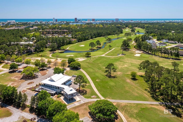 657 Island Way, Gulf Shores, AL 36542 - drone / aerial view of a large body of water, a golf course, and a tree filled landscape