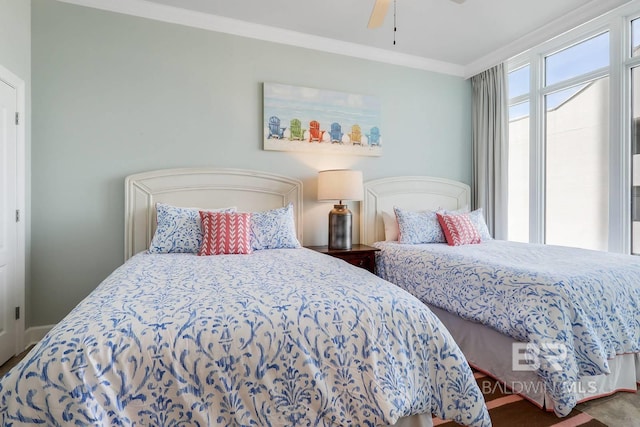 bedroom with ornamental molding