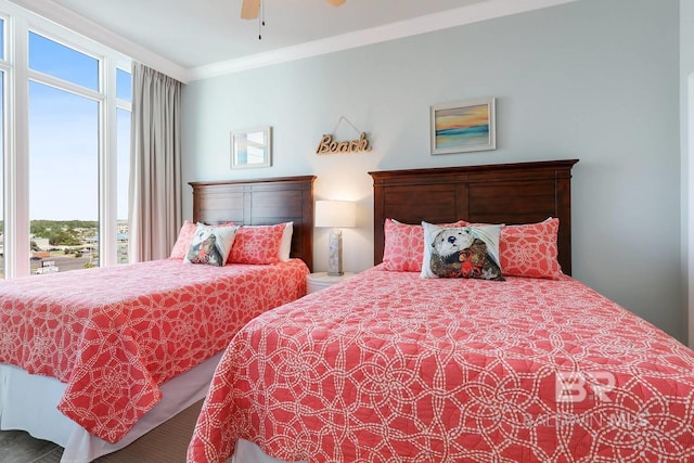 bedroom with crown molding
