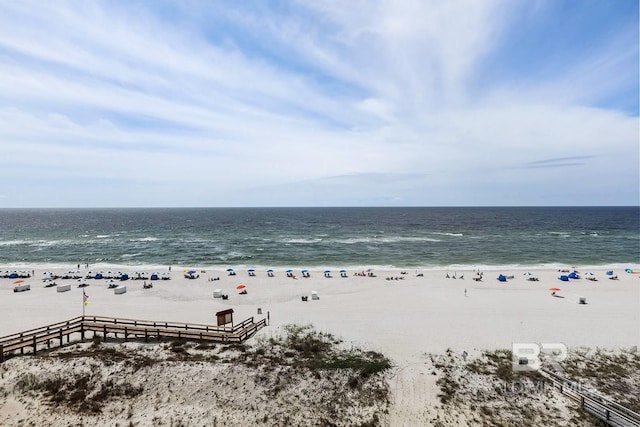 property view of water featuring a view of the beach