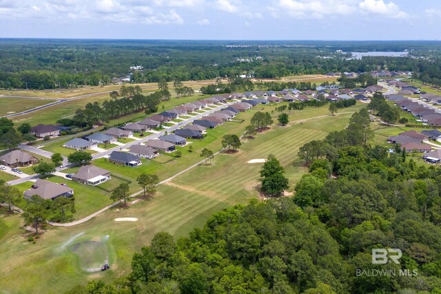 bird's eye view featuring a residential view and view of golf course