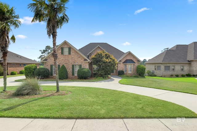 view of front of home featuring a front lawn