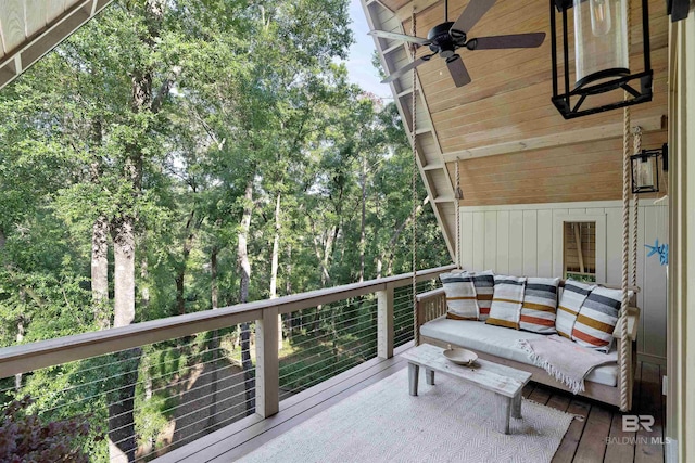 deck featuring ceiling fan