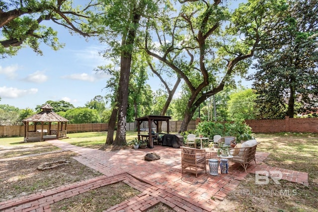 41 Yester Pl, Mobile, AL 36608 - view of patio / terrace with a gazebo and a fenced backyard