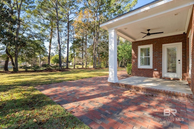 view of patio with ceiling fan