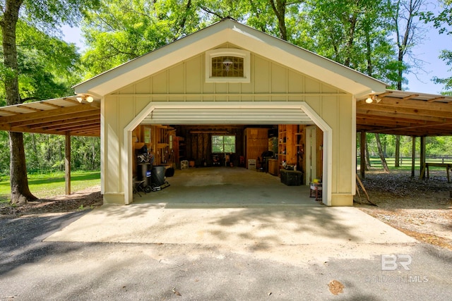 exterior space featuring a garage