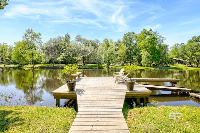 view of dock featuring a water view