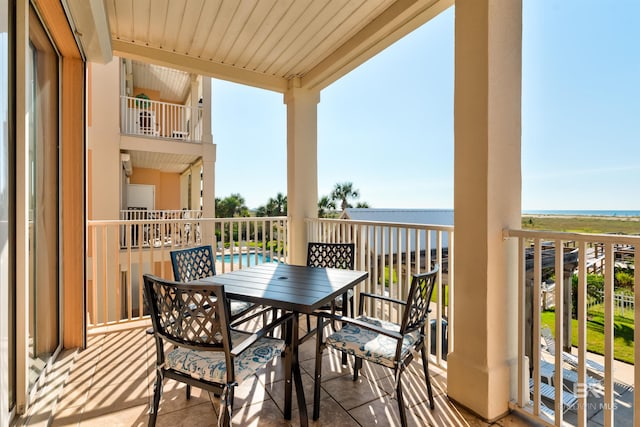 balcony with a water view