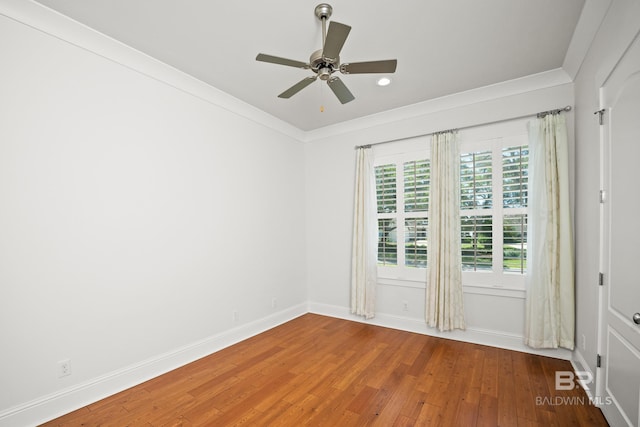 467 Colony Dr, Fairhope, AL 36532 - spare room featuring wood finished floors, baseboards, crown molding, ceiling fan, and recessed lighting