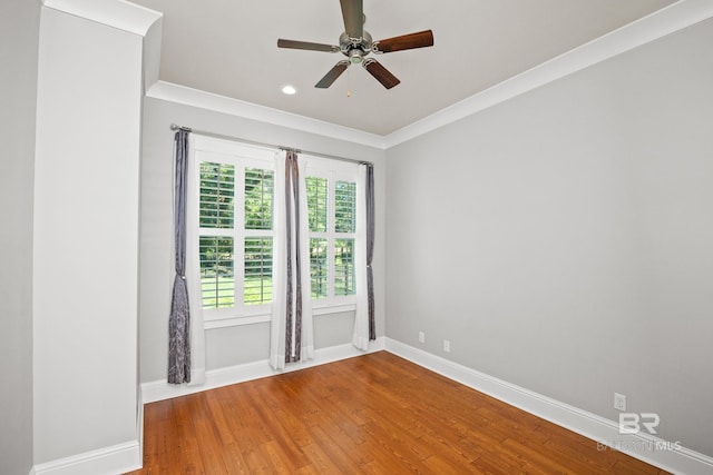 467 Colony Dr, Fairhope, AL 36532 - empty room featuring baseboards, wood finished floors, ceiling fan, recessed lighting, and crown molding