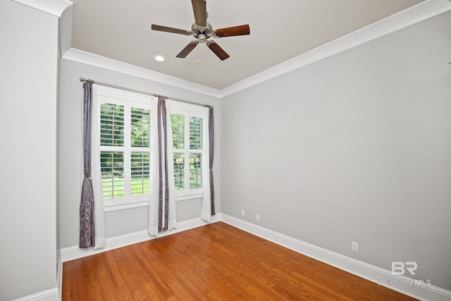467 Colony Dr, Fairhope, AL 36532 - empty room with baseboards, wood finished floors, ceiling fan, recessed lighting, and crown molding