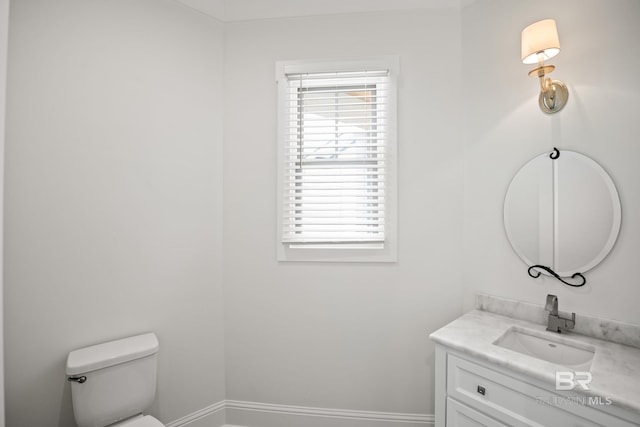 467 Colony Dr, Fairhope, AL 36532 - half bathroom with vanity, toilet, and baseboards