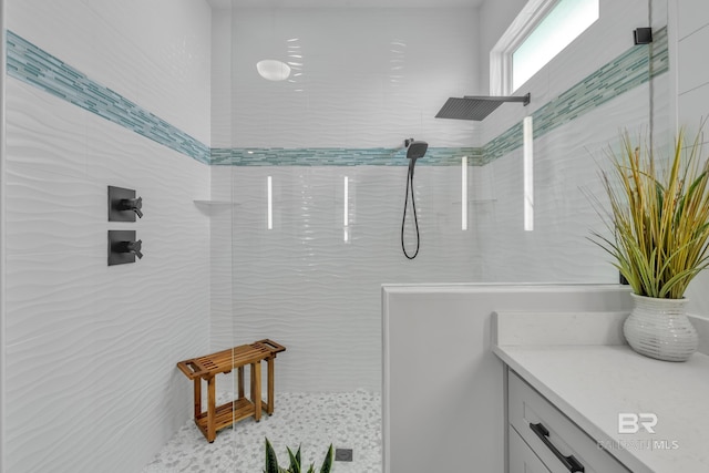 full bath with vanity and walk in shower