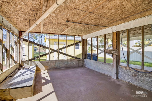 view of unfurnished sunroom