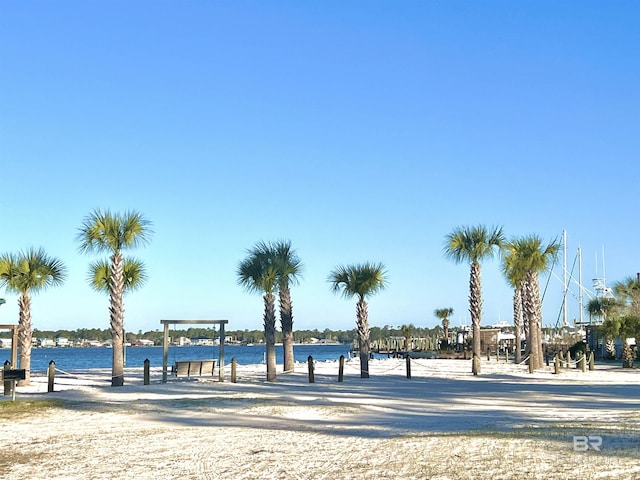 view of community featuring a water view