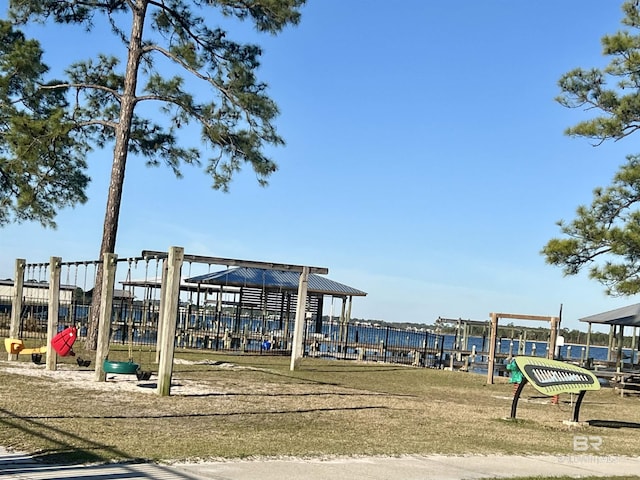 dock area with playground community and fence