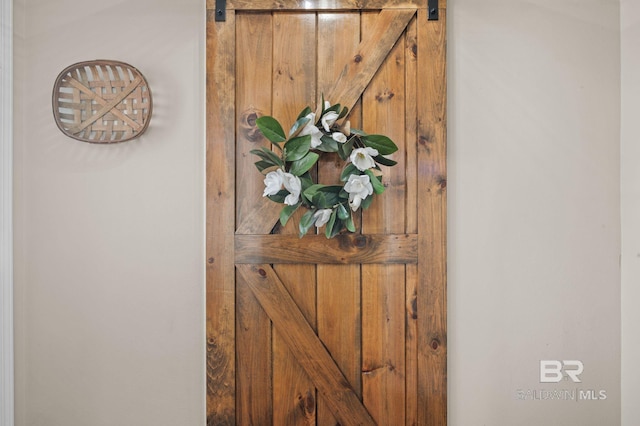 details featuring a barn door