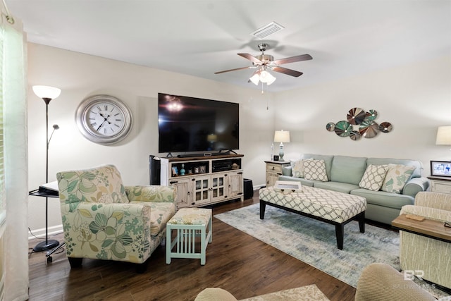 17741 Lewis Smith Dr, Foley, AL 36535 - living area with a ceiling fan and wood finished floors