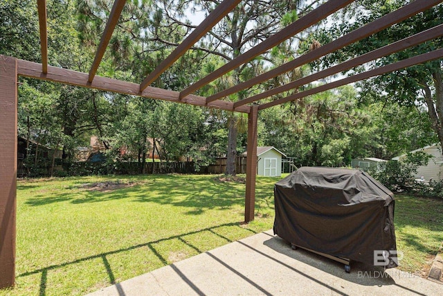 9340 Burnt Tree Dr, Mobile, AL 36695 - view of grassy yard with a pergola and a patio