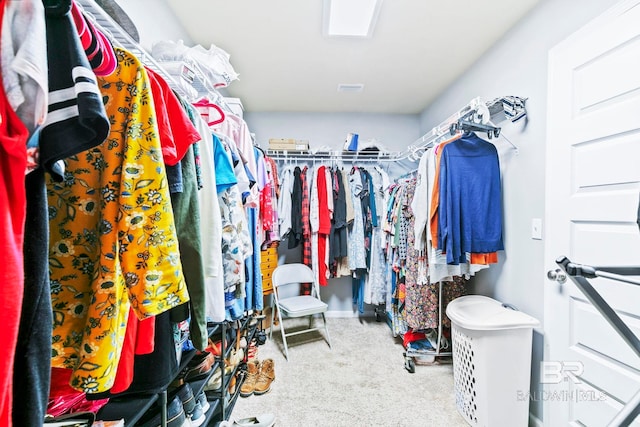 walk in closet featuring carpet floors