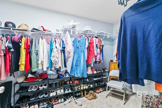 spacious closet with carpet flooring