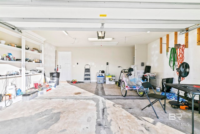 garage with a garage door opener