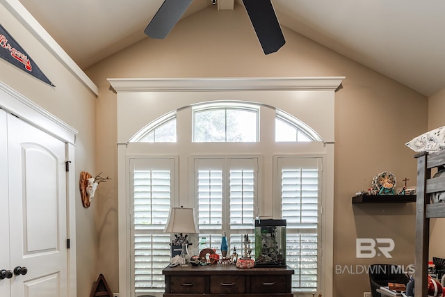 interior details with ceiling fan