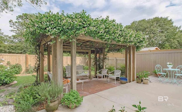 view of patio / terrace featuring a pergola