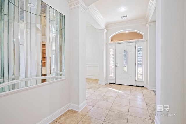 13 Bugle Retreat, Spanish Fort, AL 36527 - entrance foyer featuring ornamental molding, baseboards, tile patterned floors, and ornate columns