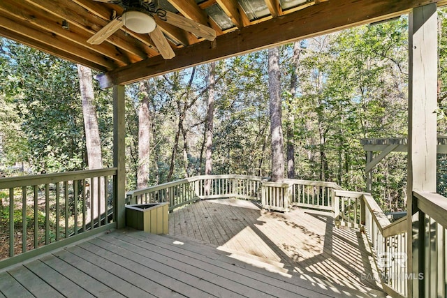 13 Bugle Retreat, Spanish Fort, AL 36527 - deck with a ceiling fan and view of wooded area