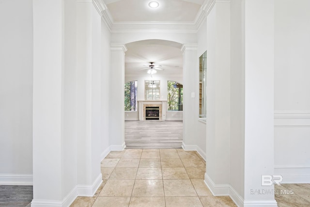 13 Bugle Retreat, Spanish Fort, AL 36527 - hallway with arched walkways, ornamental molding, and baseboards