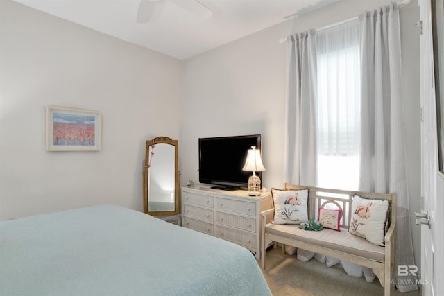 bedroom featuring a ceiling fan and carpet flooring