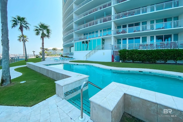 pool with a yard